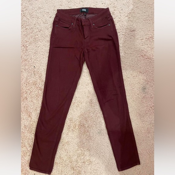 Paige Burgundy Skinny Jeans - Picture 3 of 8